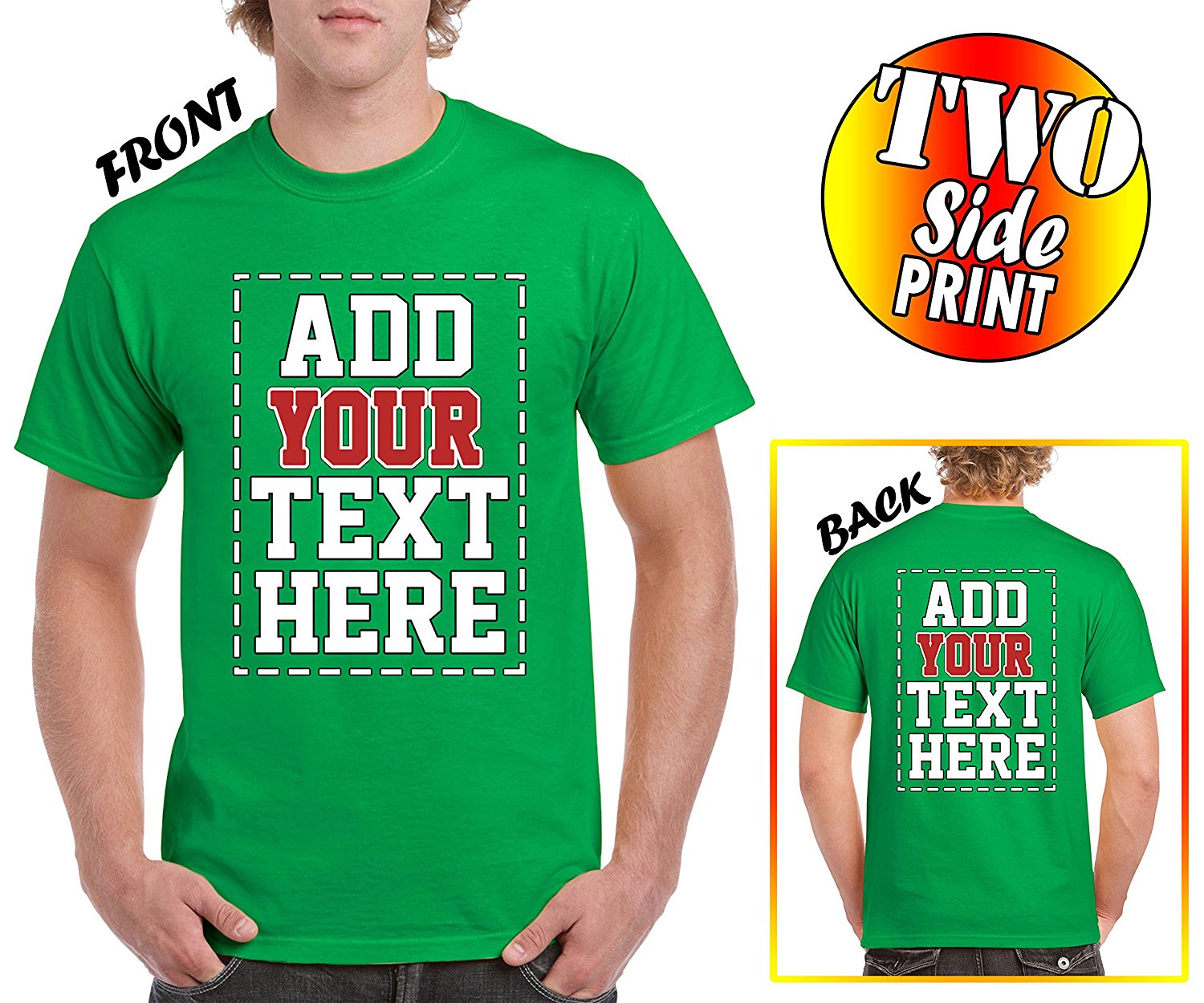 Custom 2 sided t shirts design your own shirt front and back